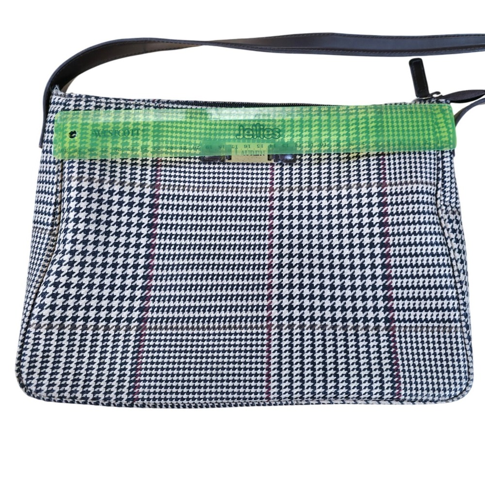 Lauren Ralph Lauren Houndstooth Shoulder Bag, Classic Plaid Purse - Picture 11 of 12